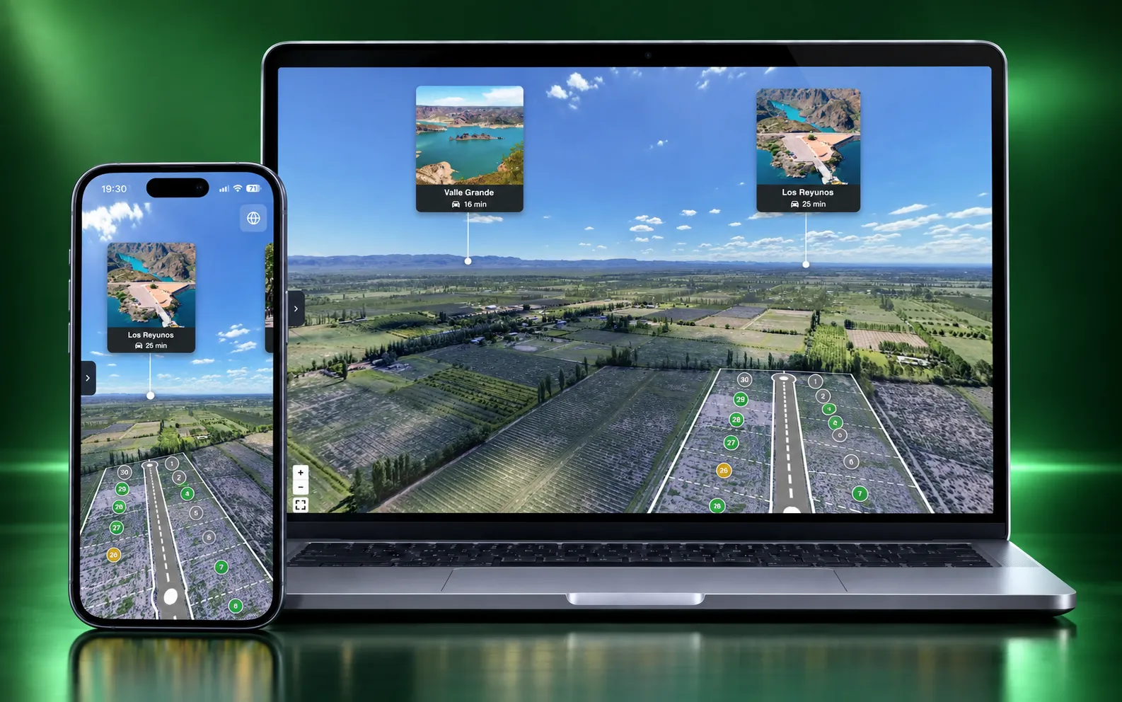 Masterplan 360 de Villa San José en MacBook y celular