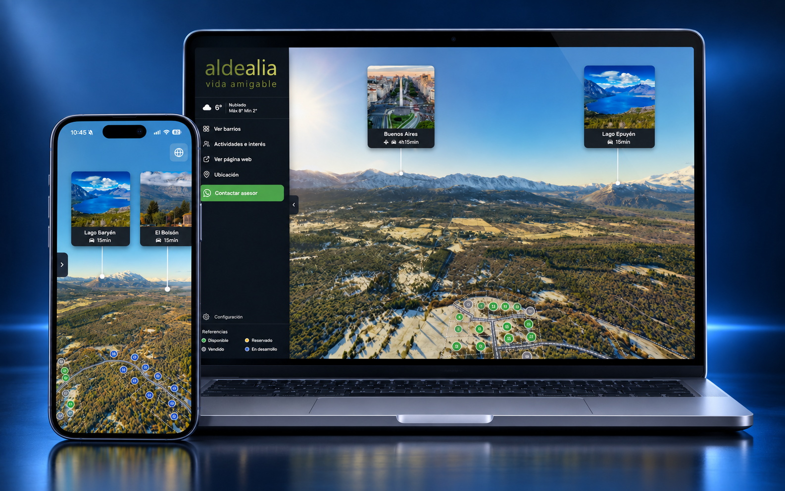 Masterplan 360 de Aldealia en MacBook y celular